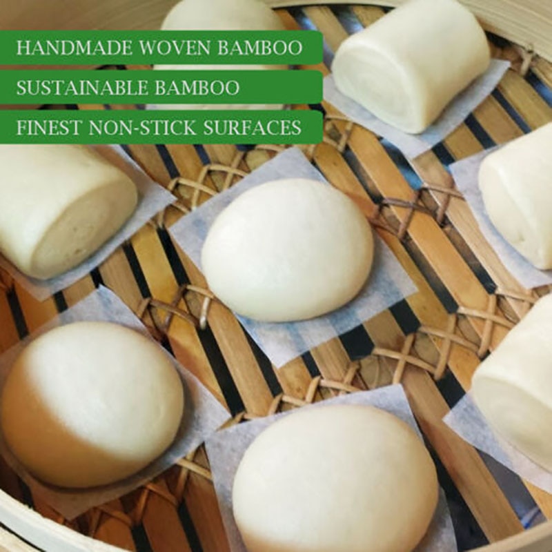 Kinesisk bambus dampkoger 8 tommer 20cm med låg - dimsum dumplings