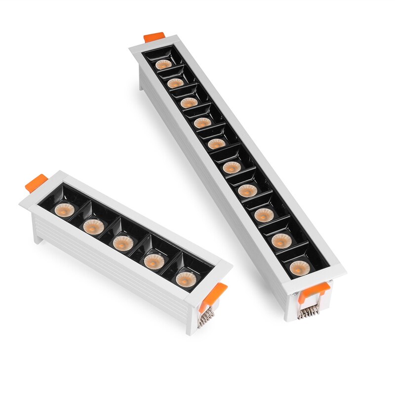 Tira LED Downlight lámpara de techo de rejilla rectangular empotrada 4W 10W 20W 30W AC85 ~ 265V, foco LED para tienda de Decoración de casa