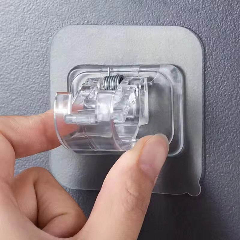 Soporte de Clips para barra de cortina ajustable, soporte de cortina autoadhesivo, gancho para colgar en barra de toalla, soporte de pared, soporte de varilla de fijación, 6 uds.