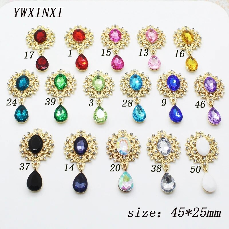 5 flache broschenanhänger, 25*45mm zarte, glänzende broschen aus goldfarbenem metall, dekorative kristall-hochzeitseinladungsideen: Mischen