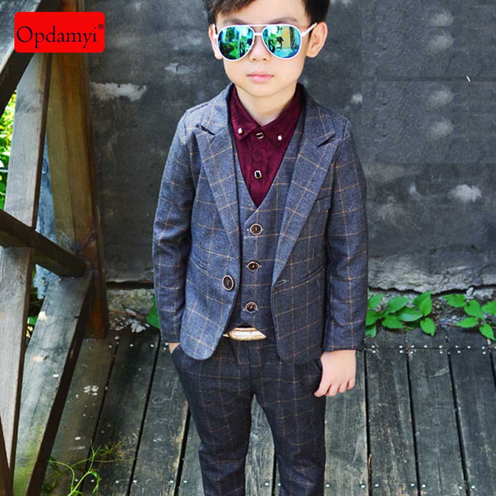 3 delar barn pojkar formell kavaj jacka väst och byxor klänning kostym set för fest slim fit dresswear kostym set