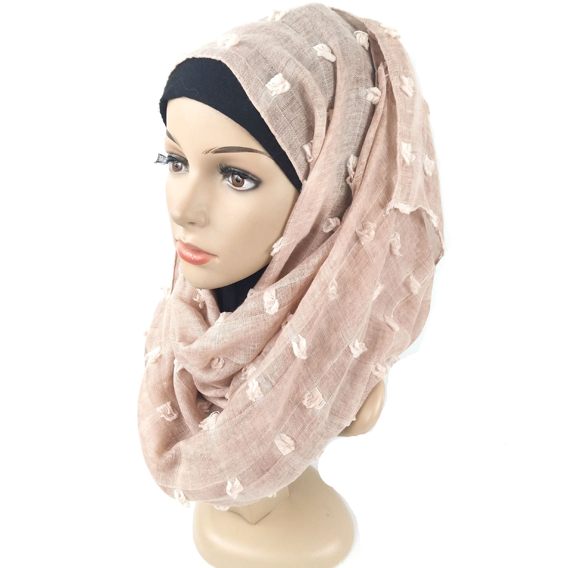 Baumwolle binden-färben Jacquard Ball Muslimischen Hijabs Kopftuch Arabischen Frauen schlicht Schals wickelt Malaysia Lange Schal Islamischen Hijab 180x90cm: 3