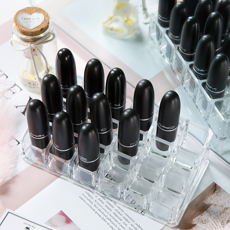 Læbestift holder makeup arrangør klar akryl kosmetisk makeup værktøj opbevaringsboks sag