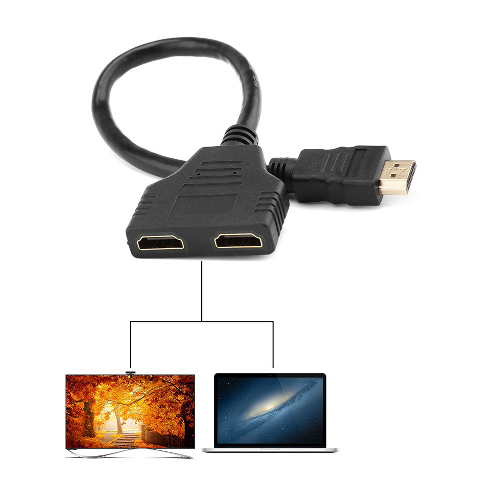 HDMI Dual Port Y Splitter 1080P HQ HDMI 1.4 Port Male naar 2 Vrouwelijke 1 In 2 Out Splitter kabel Converter voor Xbox Blueray DVD PS3