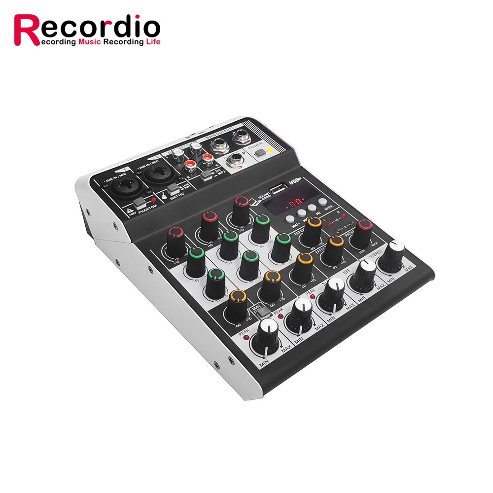 GAX-MF4 DJ mixer usb 4 canali mixer console miglior prezzo Mixer Audio Mini famiglia KTV 48v USB/BT effetti Record