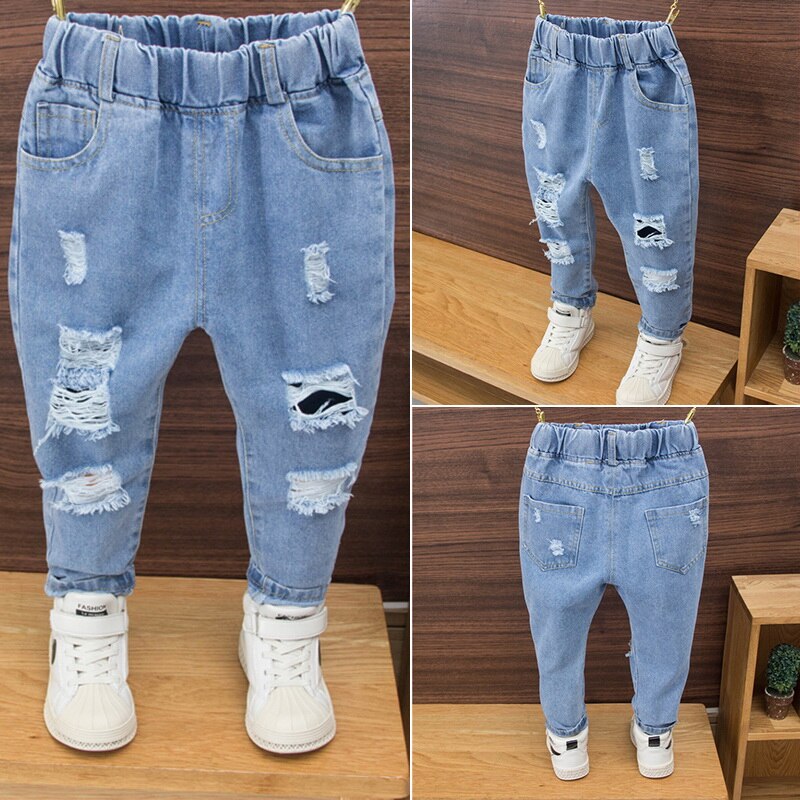 Pantaloni dei bambini Primavera Estate Infantile del foro Dei Pantaloni Dei Ragazzi e Delle Ragazze dei jeans Dei Pantaloni Del Bambino Casual Pantaloni 2-6 Anno