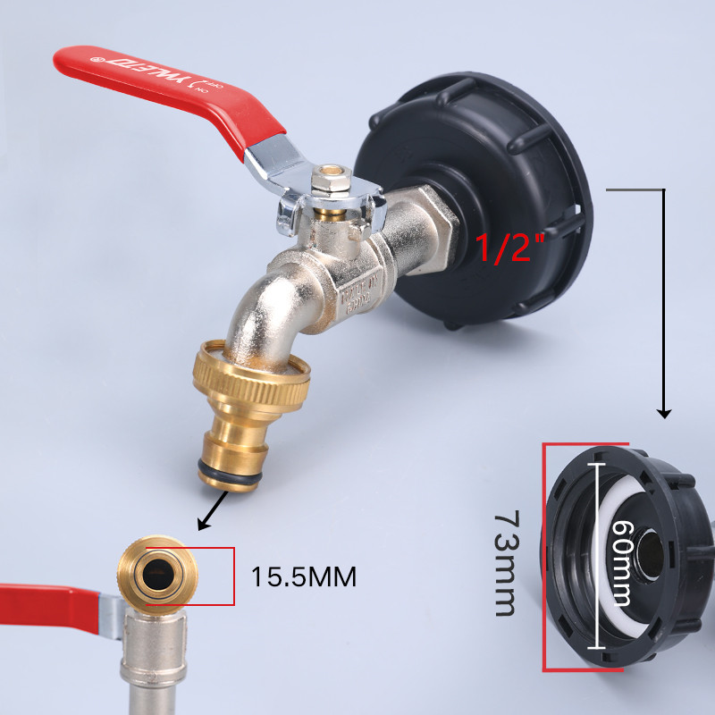 IBC Tank Alloy Tap Adapter S60x6 Coarse Thread Valve Fittings Garden Hose Connector Replacement Metal Drain tool: 5
