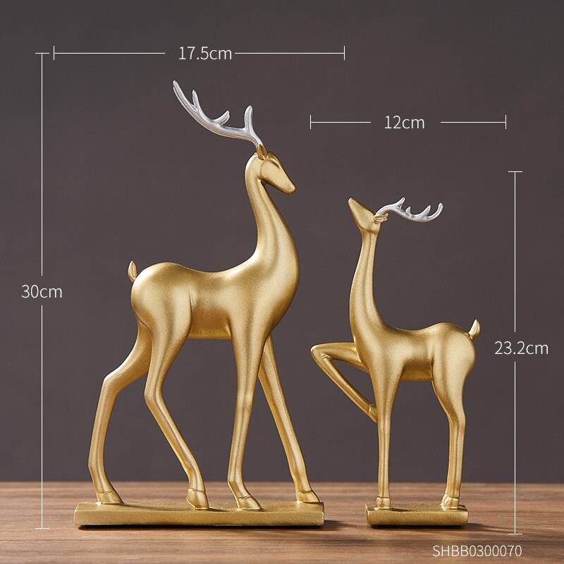 Animal figurines for interior feng shui statues and sculptures Decorative wedding garden deer decor statu figurin resin statu: Golden C