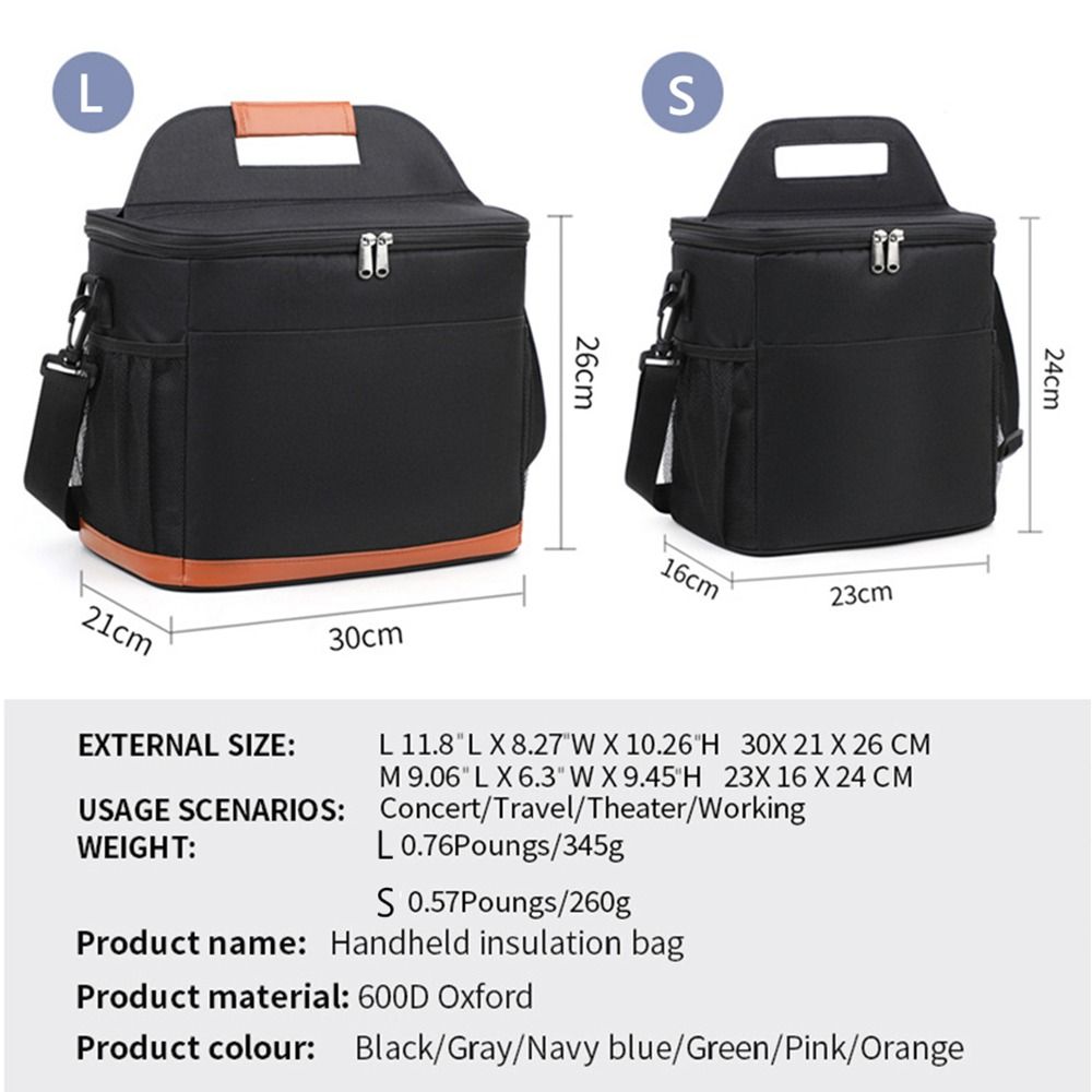 Large Capacity Insulated Cooler Bags Portable Thickened Lunch Food Thermal Box with Handle Removable Strap Insulated Lunch Bag