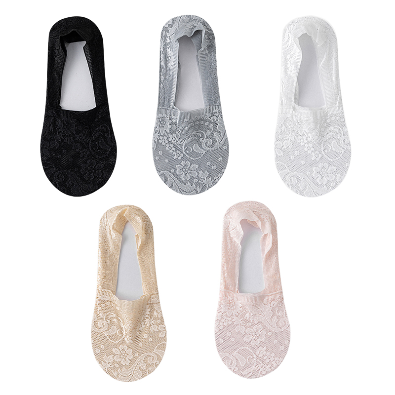 5 par/lote calcetines de mujer calcetines náuticos verano transpirable silicona antideslizante fino Invisible tobillo calcetín transparente corto Sox: Morado