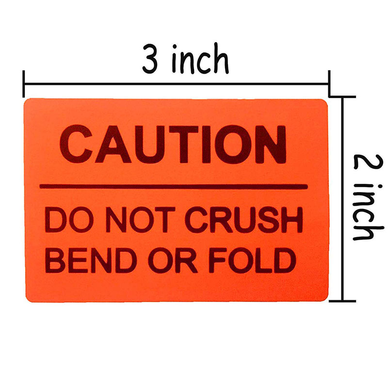 Please Handle with Care Thank You DO NOT Crush Bend OR FOLD Caution Warning Label Sticker Concise Fluorescent Orange