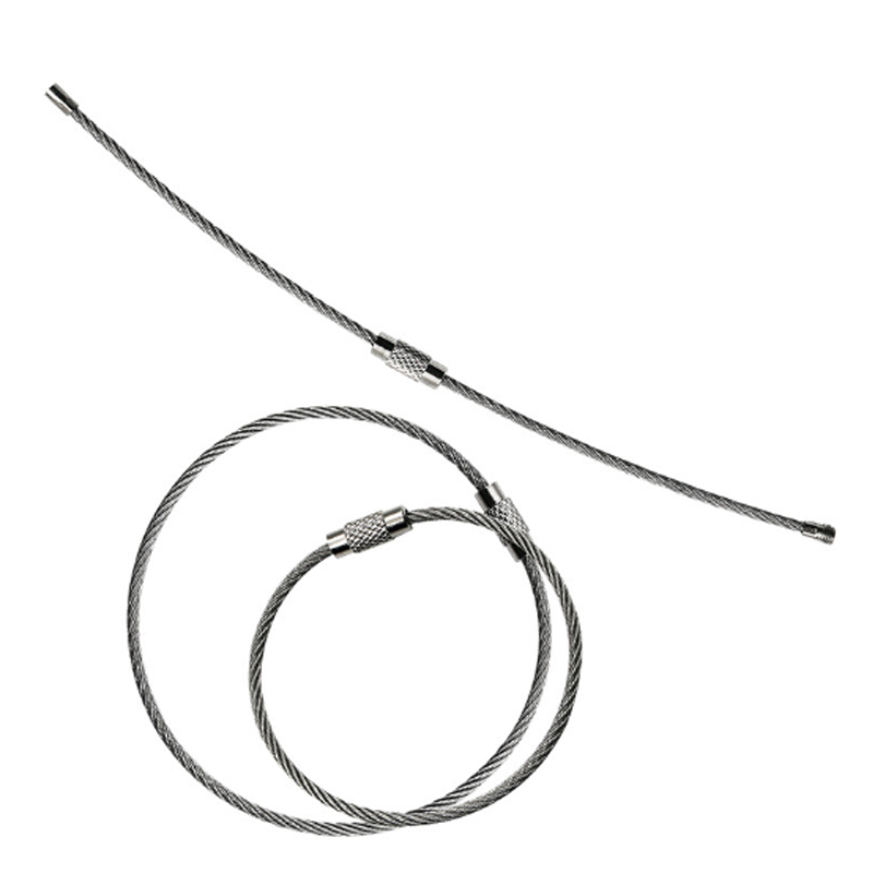 5 stk 1.5/2mm nøglering tag reb rustfrit stål wire kabelsko skruelås gadget ring nøgle nøglering cirkel lejr reb fittings