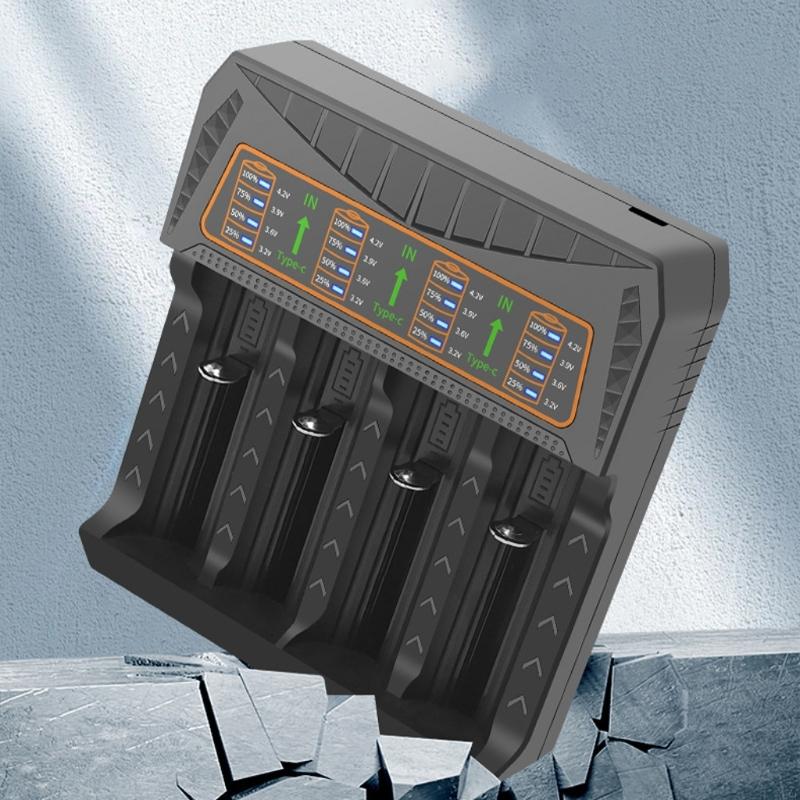 462E Intelligent 4 Bay Battery Adapter for Various 3.7V Lithium Batteries Including 18650 26650 21700 10400