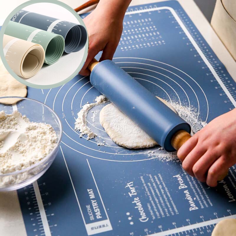 Grand tapis de pétrissage en Silicone de 60CM, tapis de cuisson antiadhésif, pour rouler la pâte épaisse avec planche à pâtisserie à Double échelle pour la cuisine