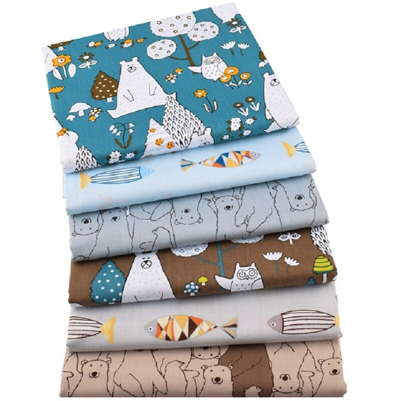 Pure Cotton Cartoon Printed Fabric Hand DIY Patchwork Group Cotton Twill Cartoon Floral Fabric Polka Dot Fabric