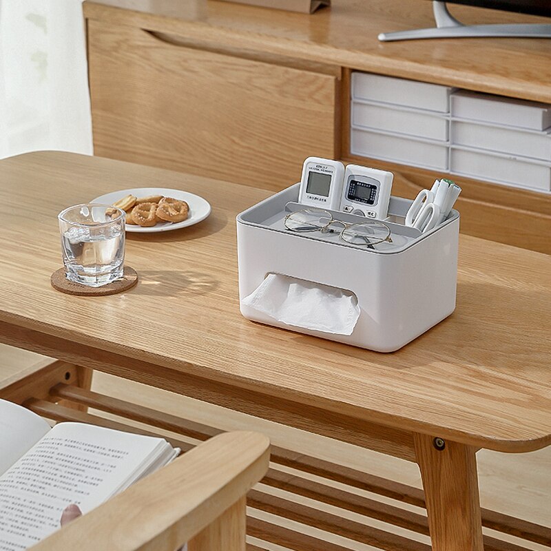 Tissue Boxes Multifunctional Tissue Box Cover Napkin Holder Home Office Remote Control Storage Wipes Case Desk Organizer