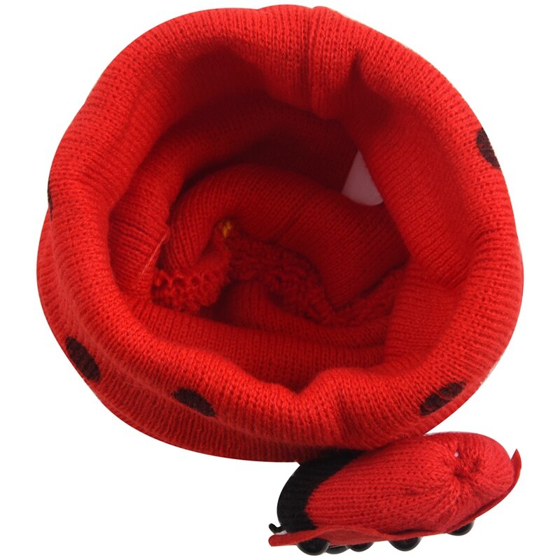 Red Baby Boy Girl Toddler Winter Ladybird Ladybug Hat and Scarf Set