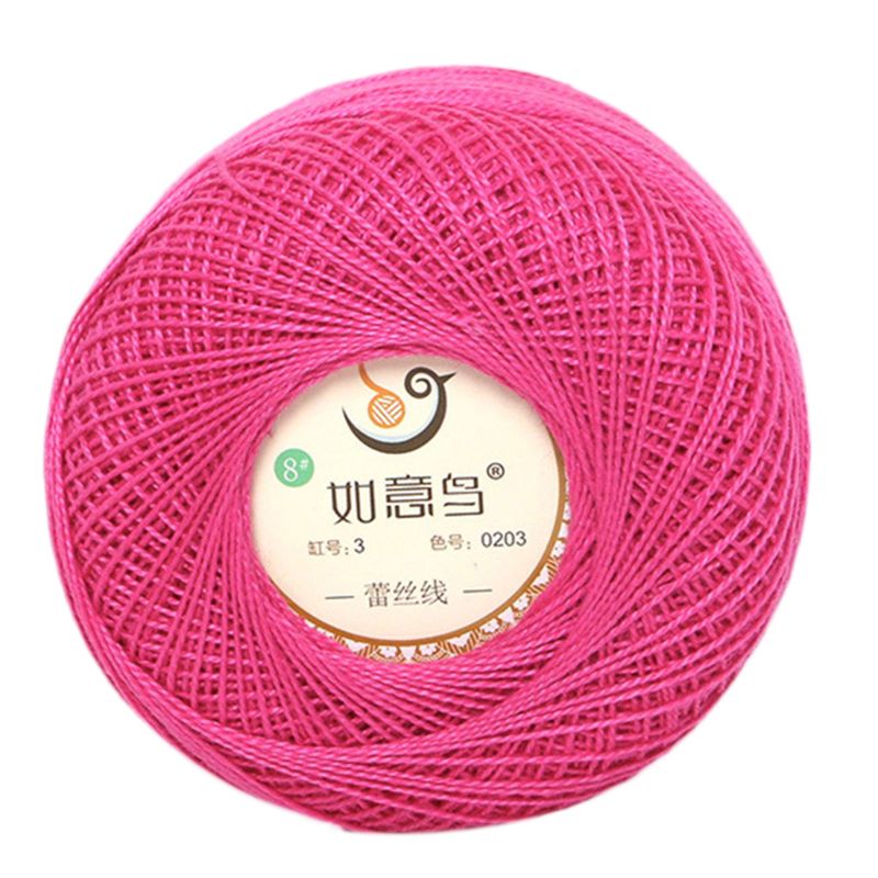 50g Thin DIY Cotton Lace Yarn Candy Color Crochet Hand-Woven Silk Light Thread: C