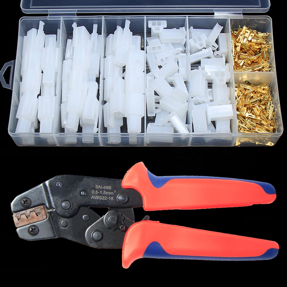 Conectores eléctricos automáticos macho y hembra de 2 pines, terminales de cable eléctrico de Metal no aislados, Kit de crimpado para automóviles, cableado de motocicletas