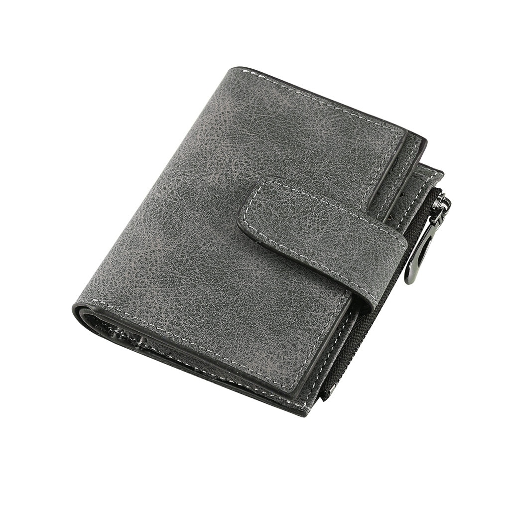 Vrouwen Portefeuilles En Portemonnees Mini Grind Magic Bifold Lederen Kaarthouder Card Case Dames Portemonnee Portafoglio Donna Monedero Mujer: Grijs