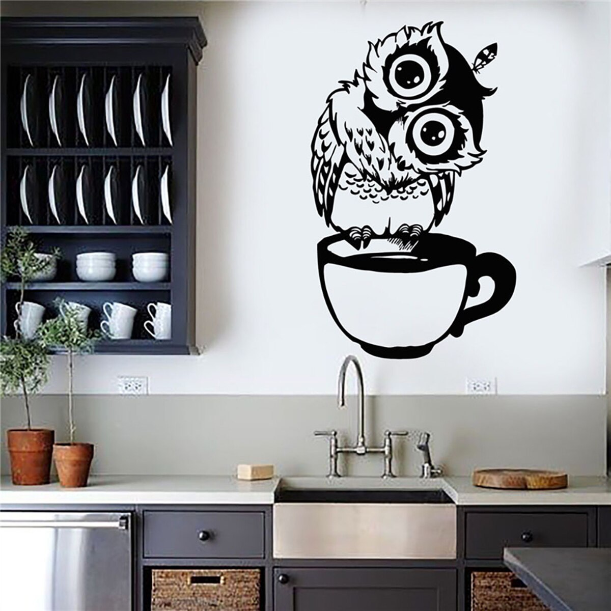Søde dyr vægoverføringsbilleder ugle vinyl selvklæbende væg klistermærker kunst dekoration til stue køkken soveværelse