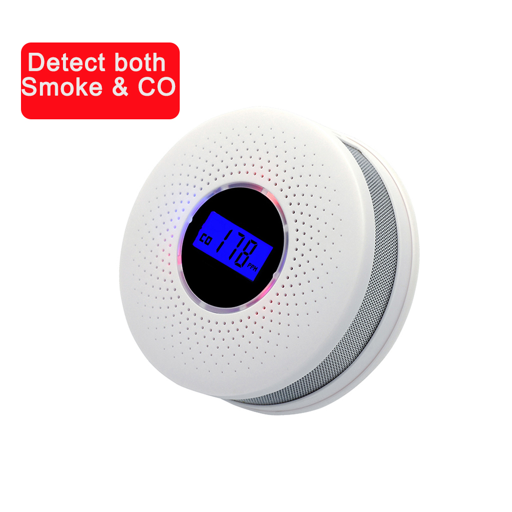 3-Kleur Indicator Smart Rookmelder Co Koolmonoxide Sensor 2 In 1 Fire Alarm Home Security Bescherming 85dB ingebouwde Sirene