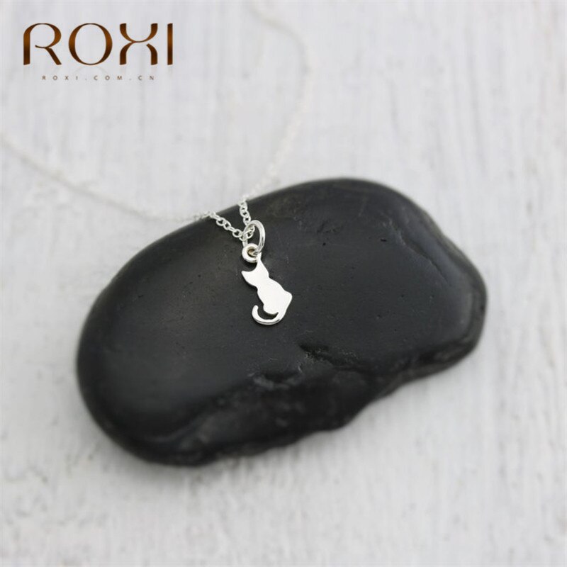 ROXI 100% 925 Collana in Argento Donne carino gatto Pendente Della Collana A Lunga Catena Dichiarazione Della Collana Del girocollo Monili di Cerimonia Nuziale del Regalo