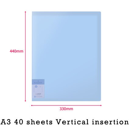 Deli  a3 datadokumentpresentationsmapp 297*420mm 60/40 sidor transparent mapp vertikalt infoga dokumenthäfte: Blå 40 ark
