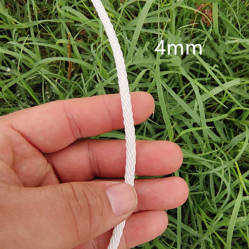 Cuerda de nailon trenzada completa blanca, resistente al desgaste, 3mm/4mm, fina, de poliéster, embalaje decorativo