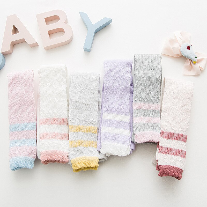 10pcs Mesh Breath Candy Color Baby Summer Tights Baby Toddler Kids Ribbed Stock Cotton Warm Pantyhose Solid Tight 0-5 years Girl