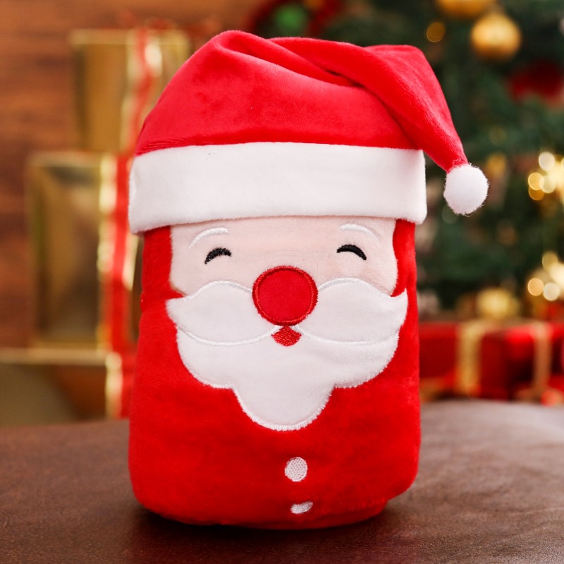 Fleece kerstpop deken rode kerstman cartoon sneeuwpop eland warme pop voor kind volwassene kantoor auto baby deken: A