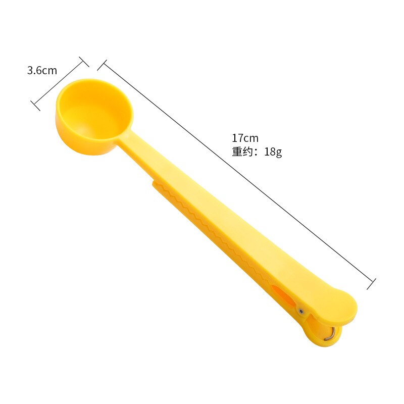 2 In 1 Plastic Koffielepel Keuken Thee Lepels Lange Steel Grond Meet Spoo: Yellow