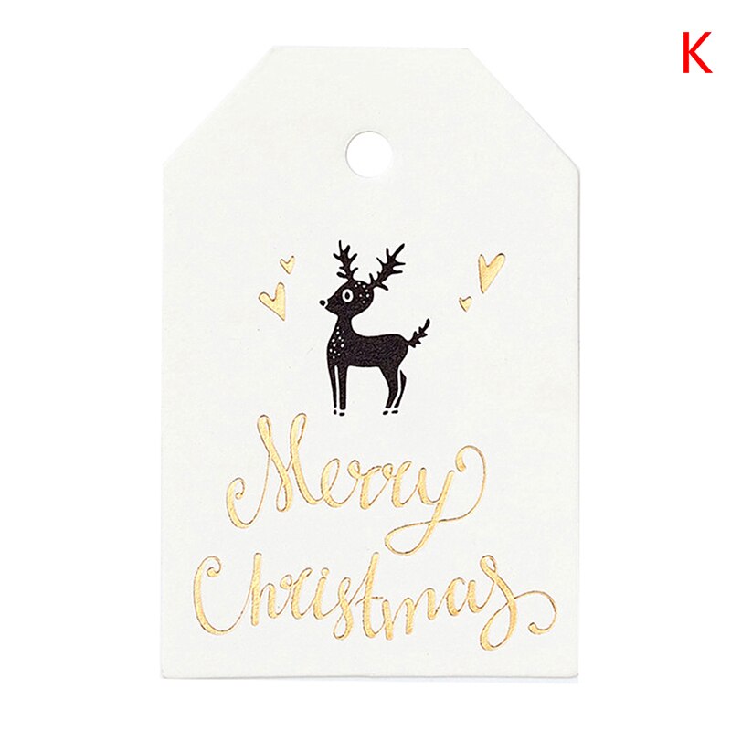 100Pcs Vrolijk Kerstfeest Diy Kraft Tags Etiketten Cadeaupapier Hang Tags Kerstman Papier Kaarten Xmas Party Supplies: K