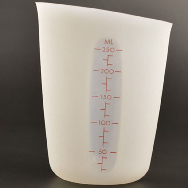 1 ud. Taza medidora de silicona para alimentos de 250ml vaso graduado utensilios medidores de cocina para hornear copas lindas de Color sólido