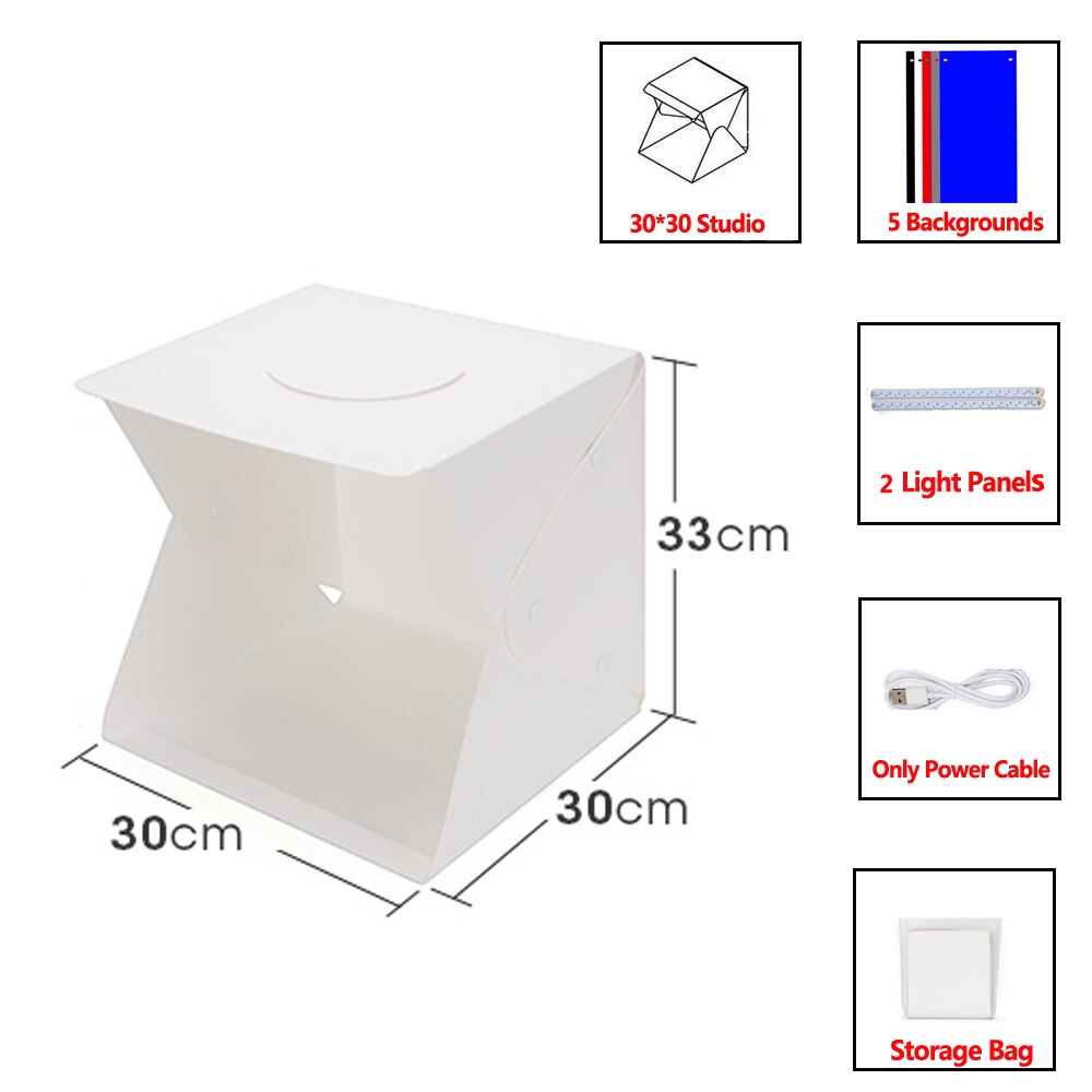 Mini Folding Light box Photography 40 Photo Studio Softbox 2 Panel LED Light Soft Box Photo Background Kit LightBox for Camera: ZY010-5