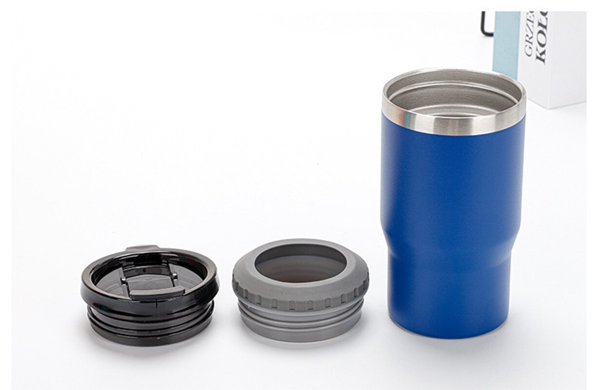 14oz Can Cooler Stainless Steel Insulated Skinny Beer Cooler Insulator Holder With 2 Lids Thermos Copo Termico Water Bottle