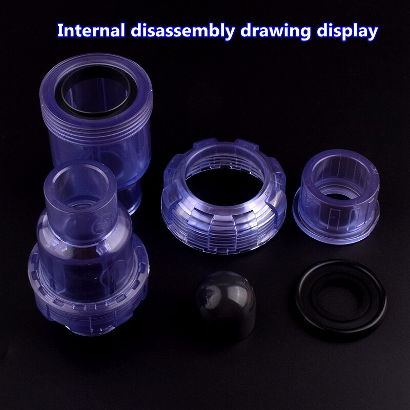 1PC 20~63mm UPVC Transparent Check Valve Fish Tank Garden Irrigation Aquarium Tube Watering Adapter Fittings PVC Pipe Connector