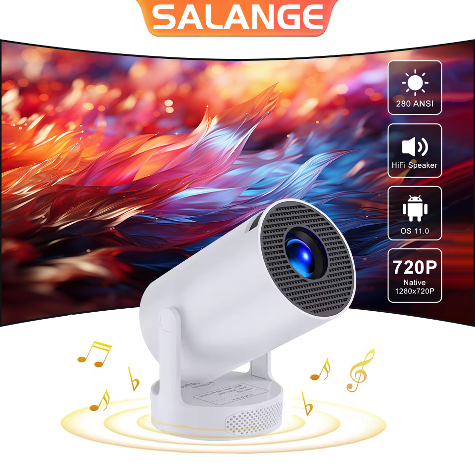 Salange HY300 Ultra Android11.0 4K 720P Portable Projector WiFi6 BT5.4 Outdoor Home Theater Auto Keystone Update HY300 Pro+
