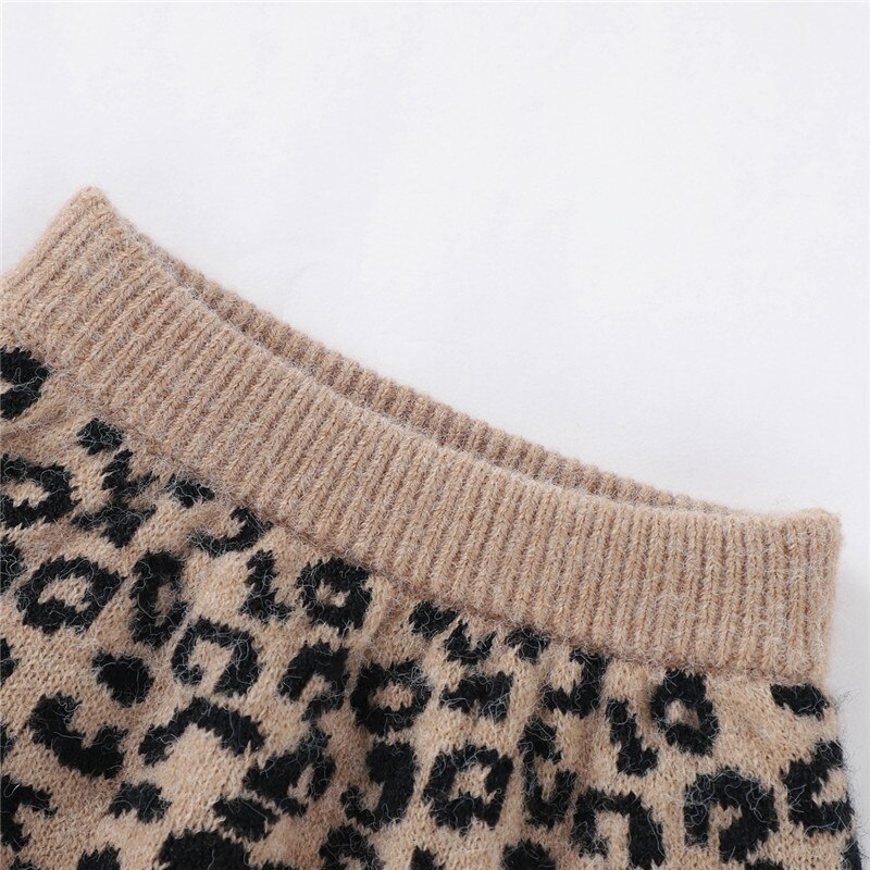 0-24m babykledingsets met luipaardprint, peutermeisjes, lange mouwen trui met capuchon + rok met elastische taille voor de winter en herfst