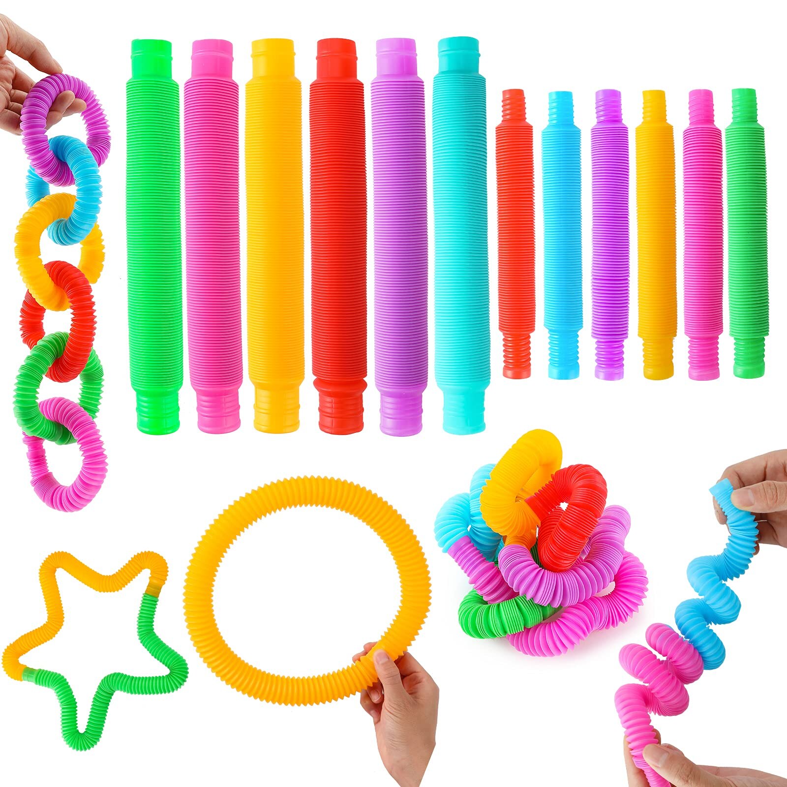 6Pcs Pop Buizen Squeeze Zintuiglijke Speelgoed Vinger Speelgoed Stress Autisme Antistress Lichtgevende Plastic Balg Voor Kinderen Volwassenen