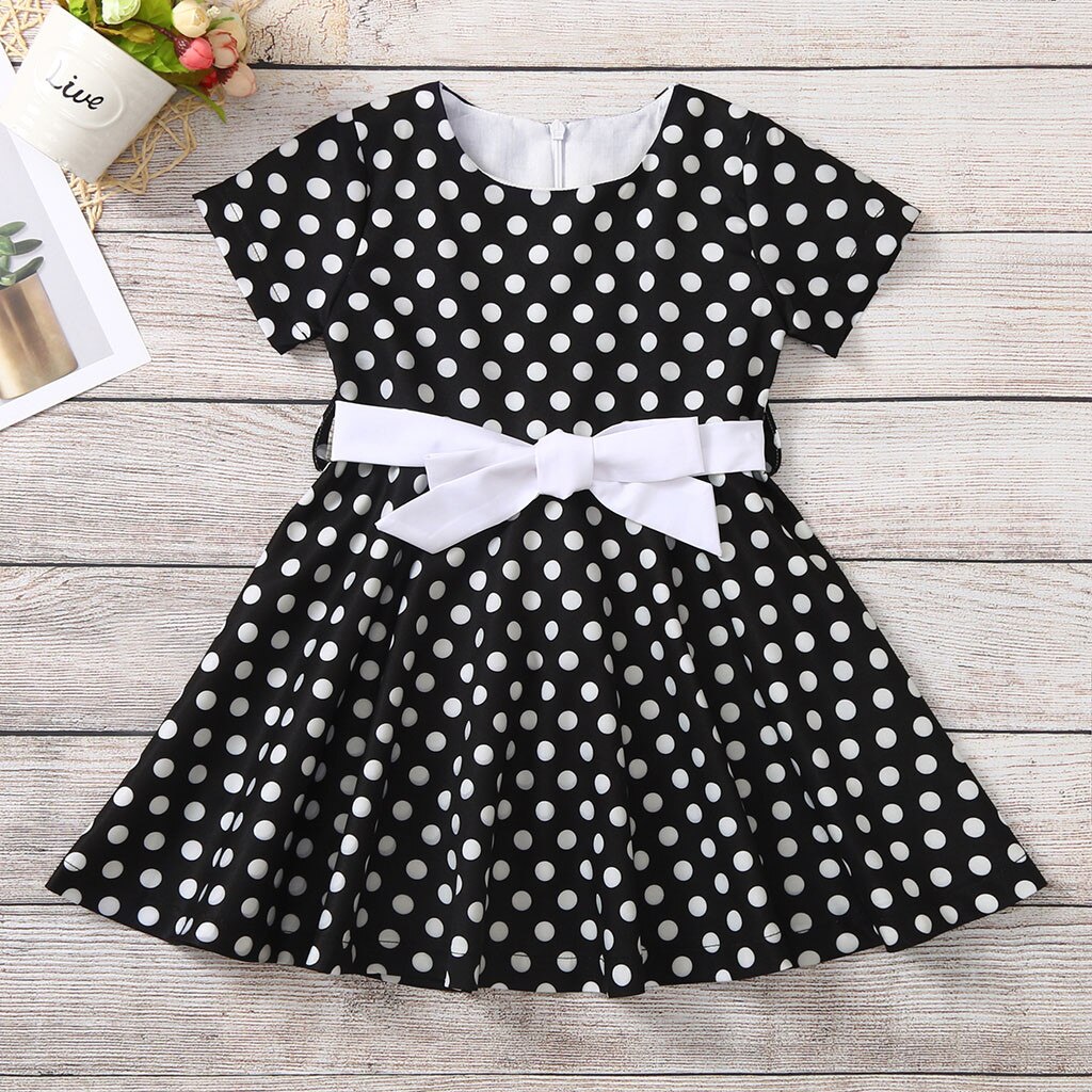 40# Kids Girls Vintage Dress Polka Dot Princess Swing Rockabilly Party Dresses Kids Girls Children's Clothing Платье Для Девочки
