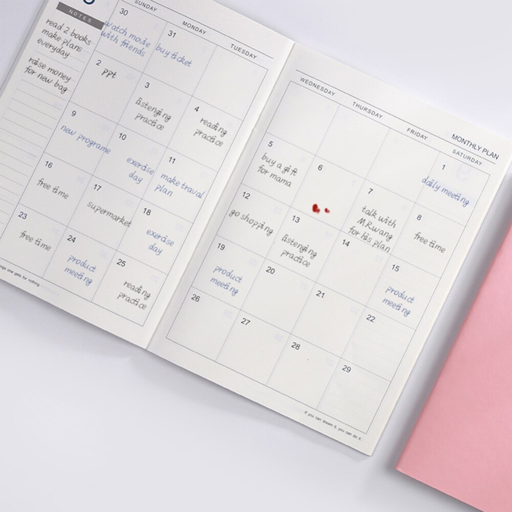 48 Sheets Stationary Notebook Daily Weekly Monthly Planner A5 Notebook Time Memo Planning Organizer For School Office