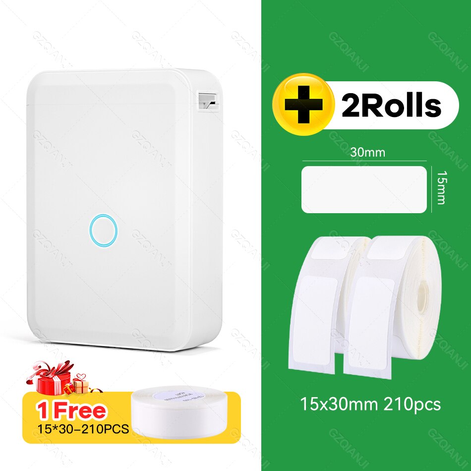 Niimbot Label Printer D110 Mini Wireless Protable Mobile Printer with 1 Roll Label Paper Price Tag Printing: Add 2White Label