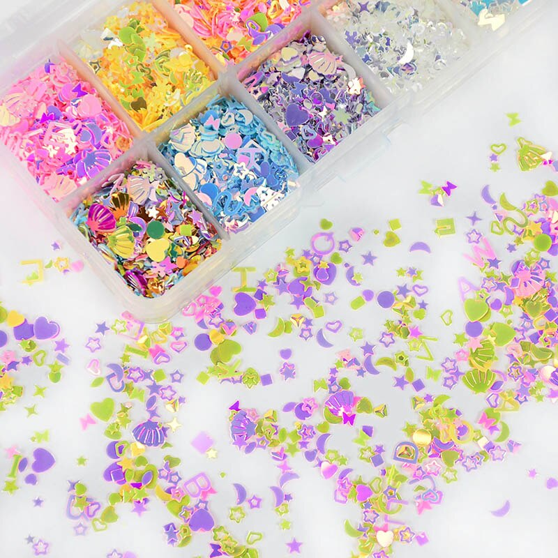 22 G/zak Sequin Confetti Glitter Ster Hart Bloem Maan Shell Pailetten Confetti Voor Diy Nail Art Accessoires Partij Decoratie