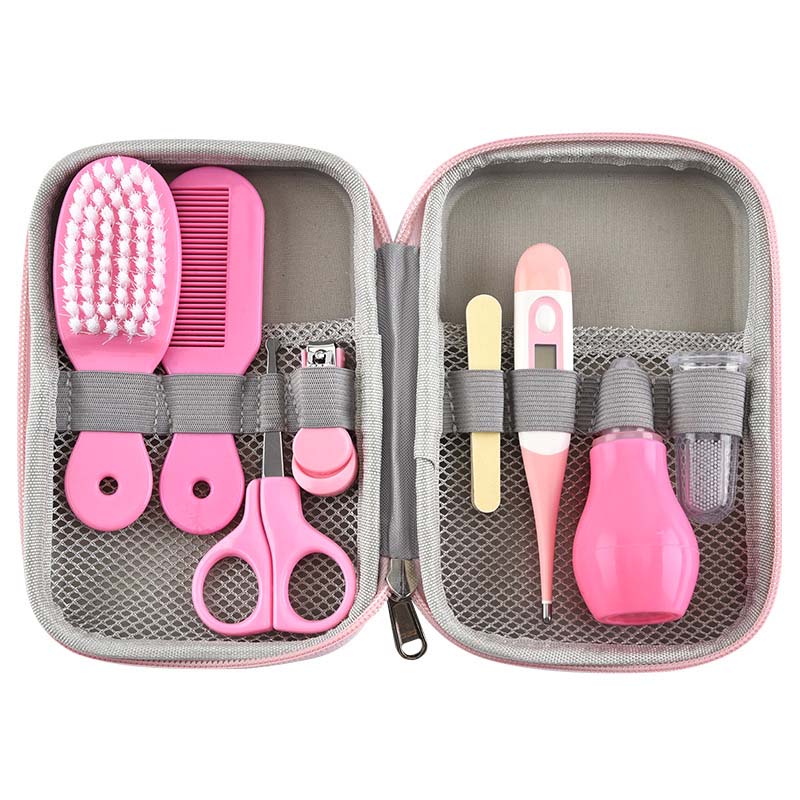 8pcs/Set Infant Care Set Portable Newborn Baby Health Kits Hardware Manicure Hair Thermometer Infant Nail Clippers Care Tool