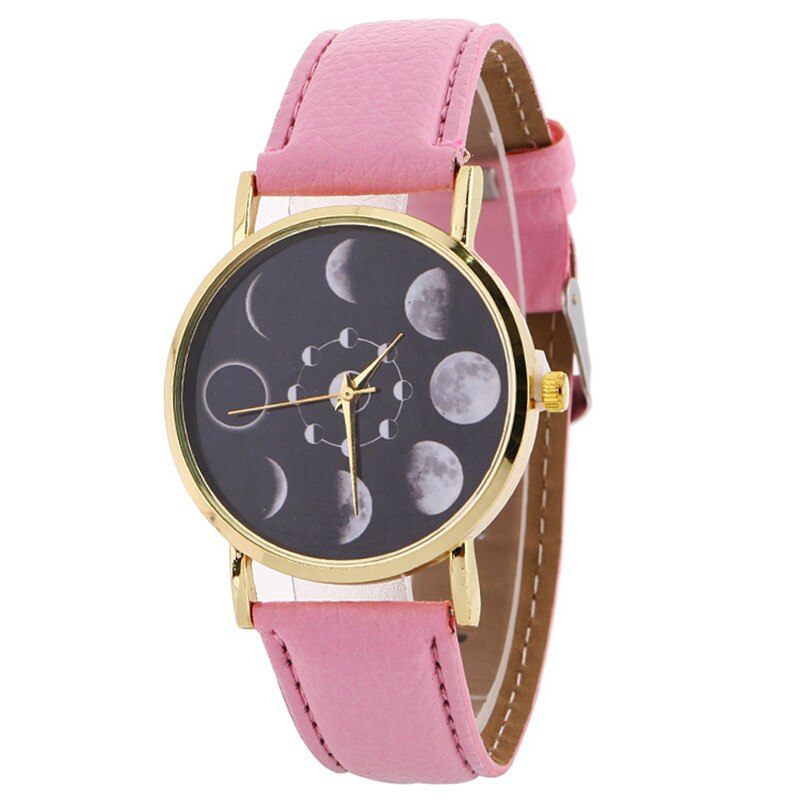 Moon Phase Serie Armband Horloge Vrouwen Horloge Mode Persoonlijkheid Vrouw Horloge Casual Quartz Horloge Vrouwen Horloge: Pink