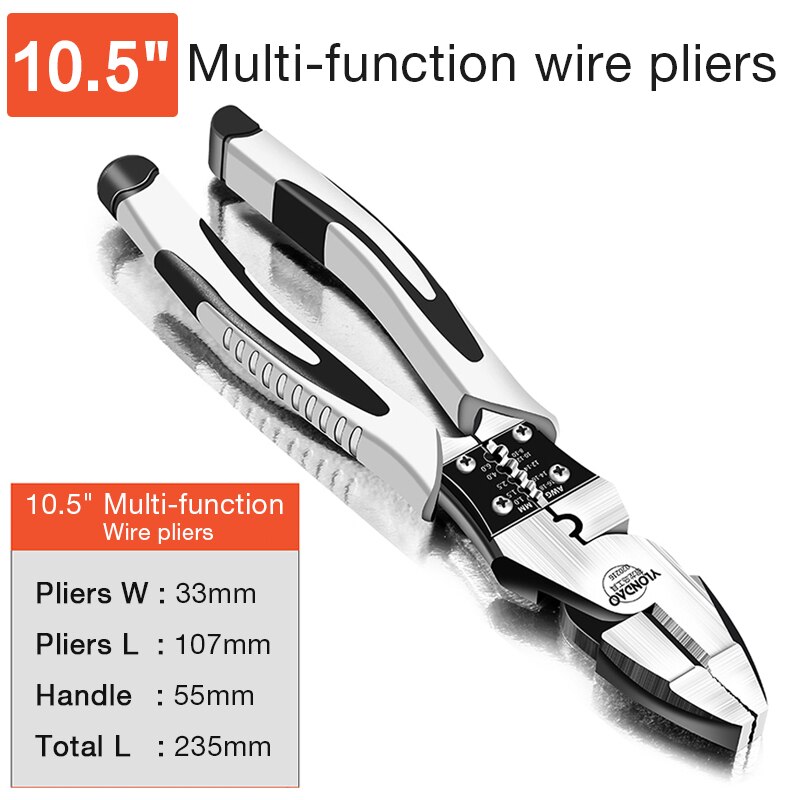 Multifunctional Cutting Pliers, Industrial-grade Bolt Vise, Electrician Clamping Winding Cutting Household Maintenance Tool: 10.5 INCH  A