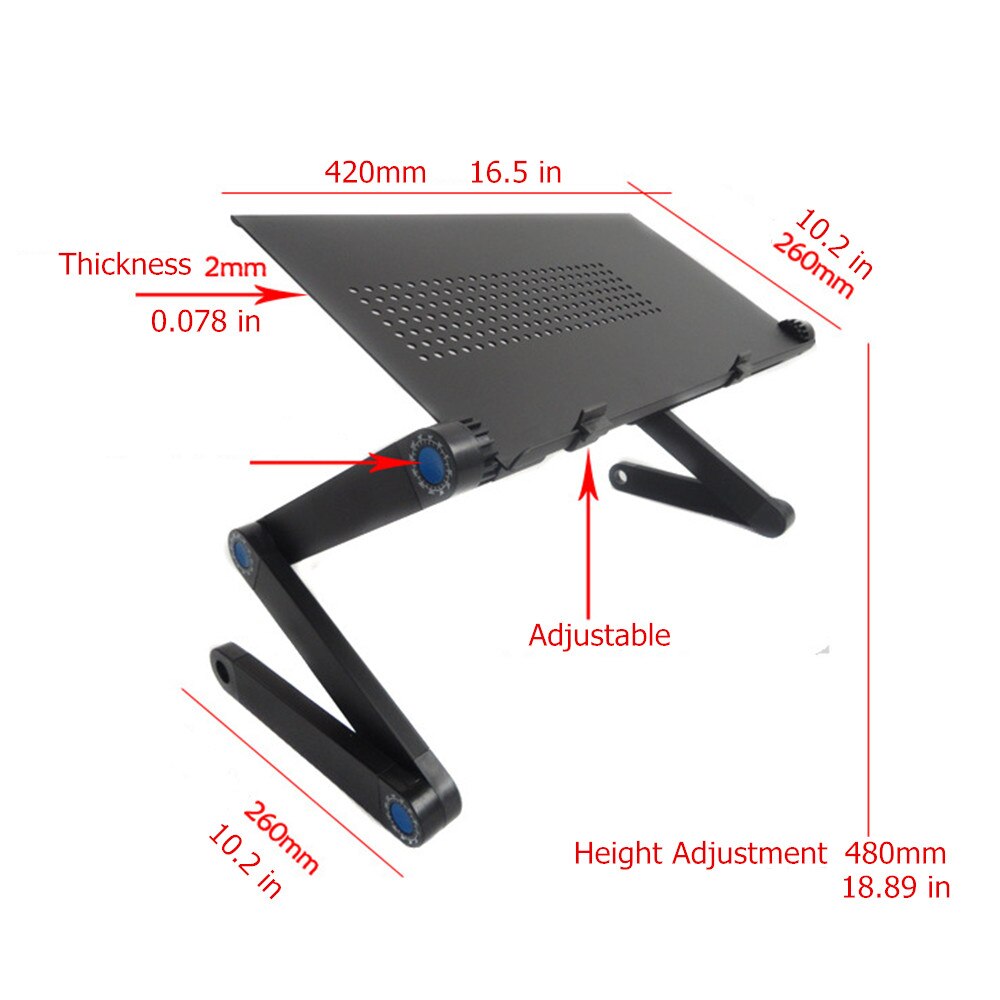 Justerbar bærbar stativholder 360 ° roterende støtte notebook ergonomisk bærbar bærbar stander til seng skrivebord gulv lapdesk