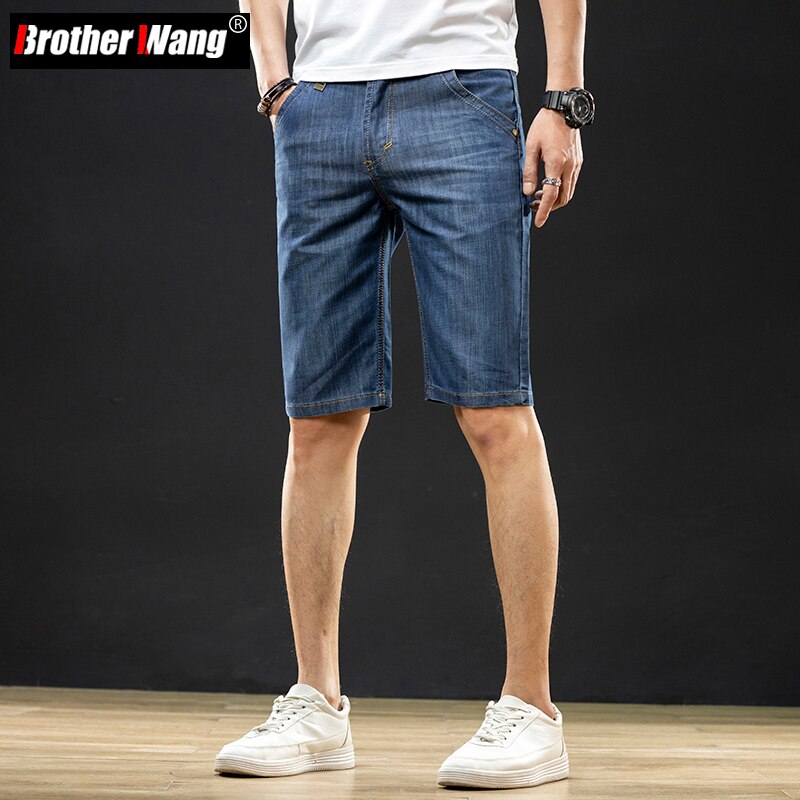 Pantalones cortos de mezclilla azul para hombre, Vaqueros cortos de corte Regular, estilo clásico, informal, de negocios, a la , combinan con todo, ropa de