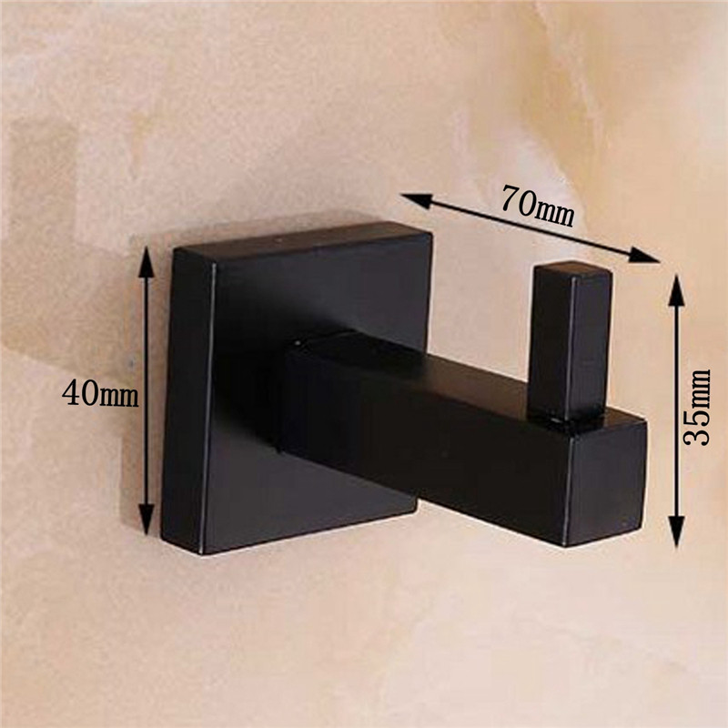 Matte Black Vierkante Handdoekenrek Wandmontage Houder Rail Tissue Roll Toiletborstelhouder Gewaad Haak Badkamer